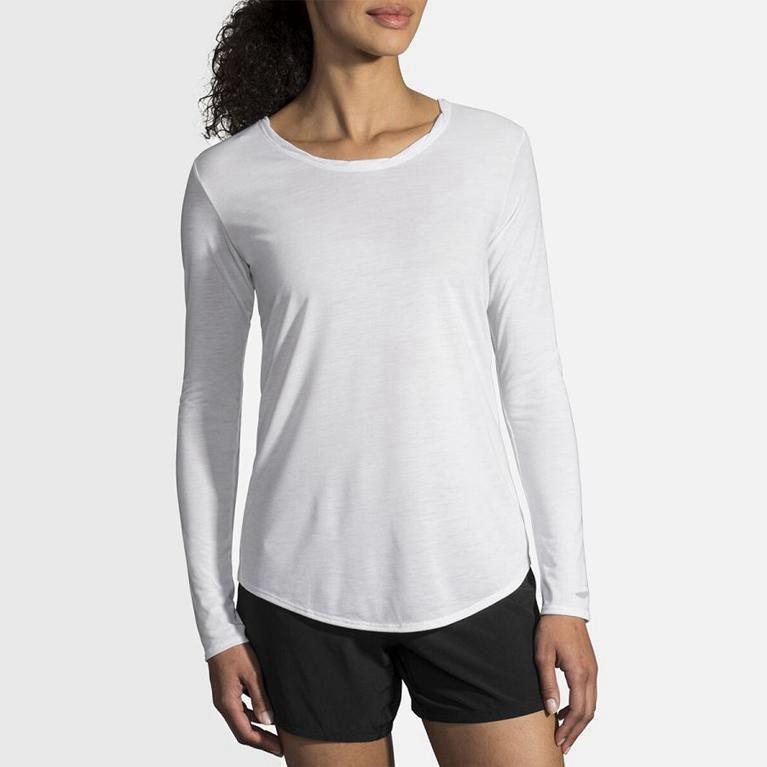 Brooks Distance Israel - Women's Long Sleeve Running Shirt - White (70329-LGBS)